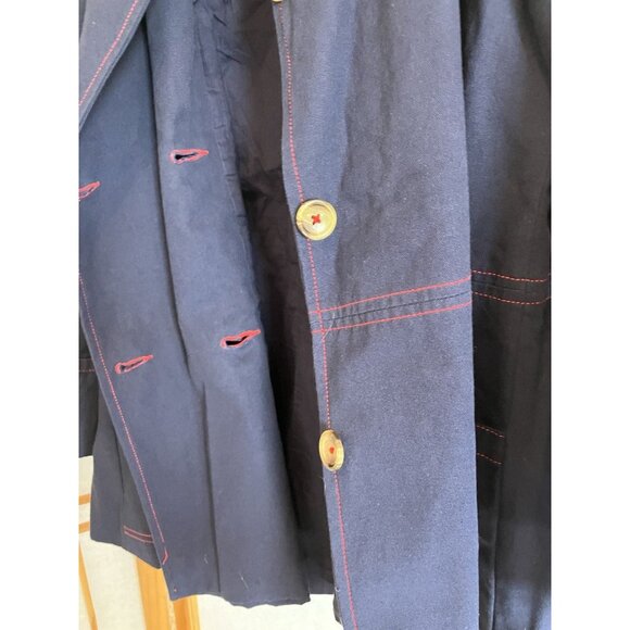 Women’s Francis Valentine Jacket Short Trench, Blue w/ red trim, Small - Picture 11 of 15
